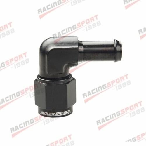 AN6 AN-6 Female To 3/8" 10mm Swivel Barb Adapter Fitting 90 Degree Black
