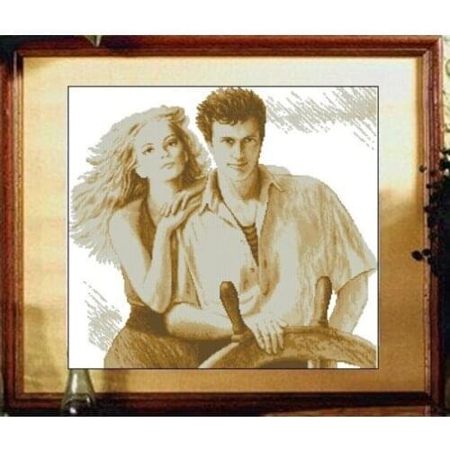 Free delivery top Quality romantic nostalgic counted cross stitch kit lover couple