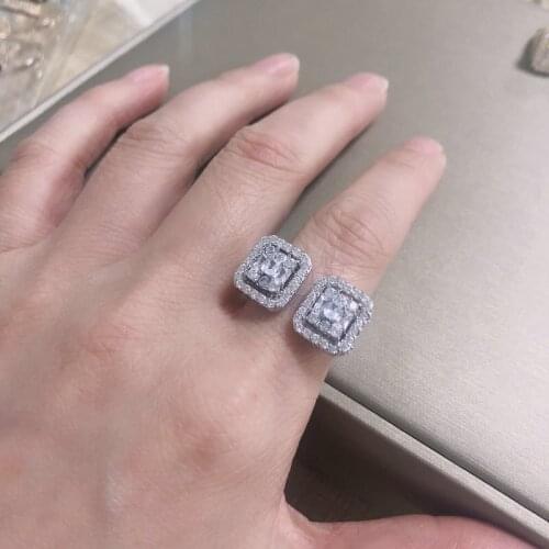 Bilincolor Fashion Square Zirconia Open Wedding Ring for Women