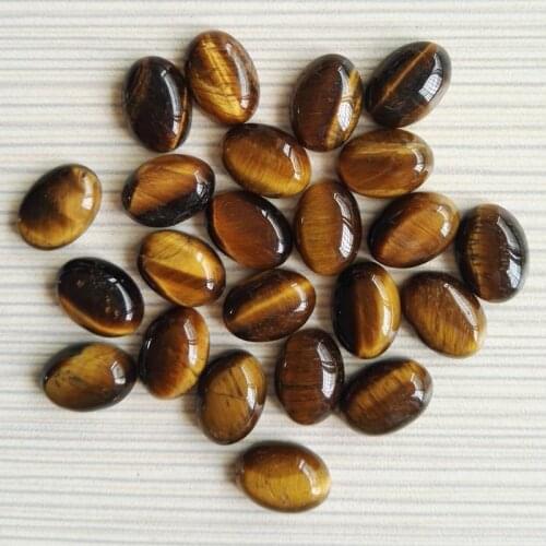 50Pc Tiger eye Natural Stone bead Single arc Oval Cabochon Fashion jewelry Ring Earring Necklace accessories 10*14MM Wholesale