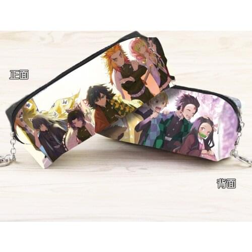 Anime Demon Slayer: Kimetsu no Yaiba Synthetic Leather Pen Pouch Kamado Tanjirou Cartoon Character Cosmetic Bag Pencil Case