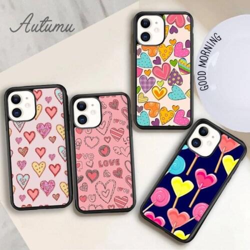 Colorful Heart Design Phone Case for iPhone 11 12 Pro Max mini X XR XS SE 2020 5 6 7 8 Plus Samsung Galaxy S8 S9 S10 Cover shell