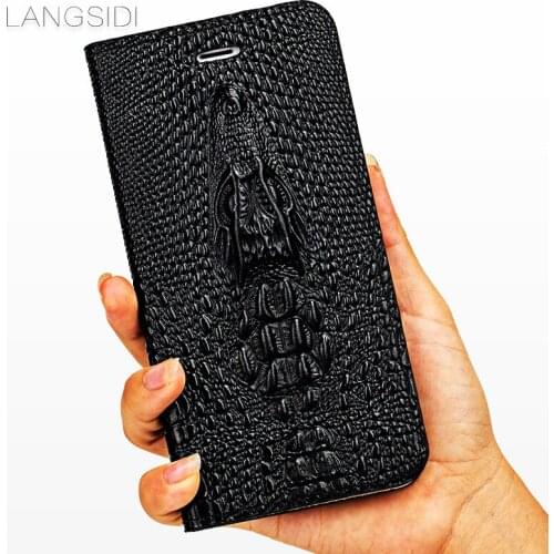The New Flip Card stand cover for Huawei p30 lite p40 pro p20 p10 mate 30 20 10 Honor10 8X Crocodile skull Genuine Leather case