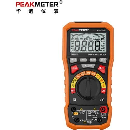 PEAKMETER PM8236 TRUE RMS Digital Multimeter Auto/manual Range 6000 Count AC DC Temperature DiodeTester bar graph USB interface