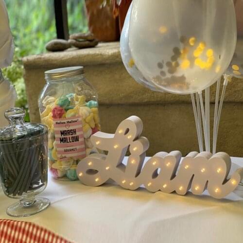 Wooden Letters LED Lamp Sign Marquee Light Up Night LED Grow Light Wall Decoration For Bedroom Wedding Ornaments Lights