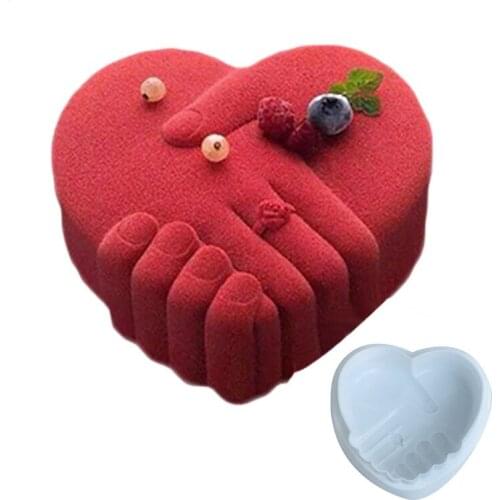 Handshake Love Heart Mousse Cake Mold French Dessert Mousse Silicone Mold Diy Valentines Day Dessert West Point Baking Mold
