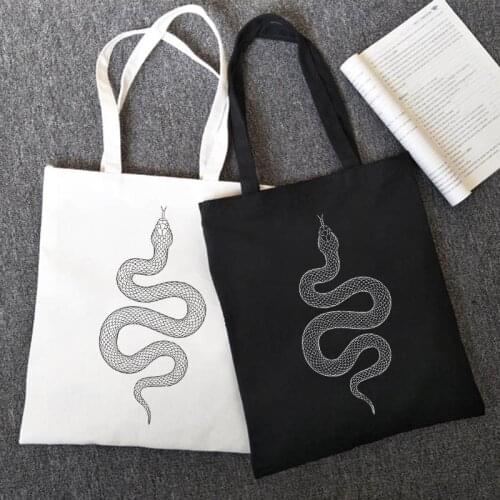 Street snake canvas bag hip-hop y2k anime women shoulder bags casual punk large capacity dark shopper bag Vintage Goth women bag