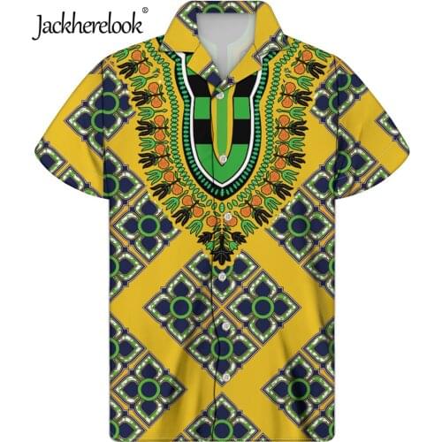 Jackherelook Africa Tribal Classic Ethnic Design Plus Size Men Hawaiian Shirts Short Sleeve Beach Tops Button Down Shirt Chemise