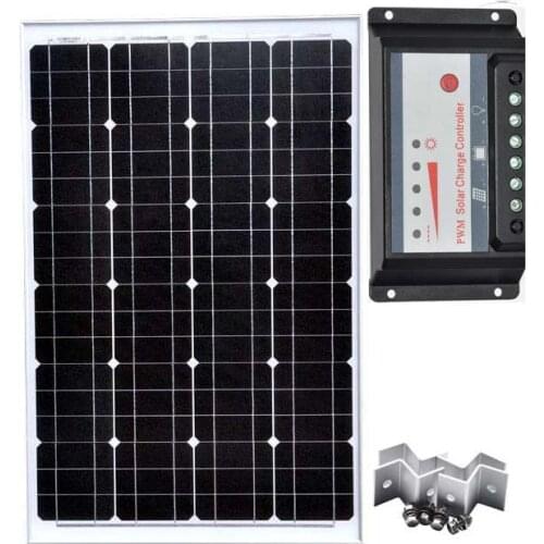 Solar Home Kit Solar Panel 60w 12v Monocrystalline Solar Battery Charger Solar PWM Controller 12v/24v 30A Z Bracket caravan camp