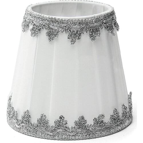 Fabric Chandelier Lampshade Holder Clip on Sconce Beside Bed Lamp Hanging Light, Creamy White