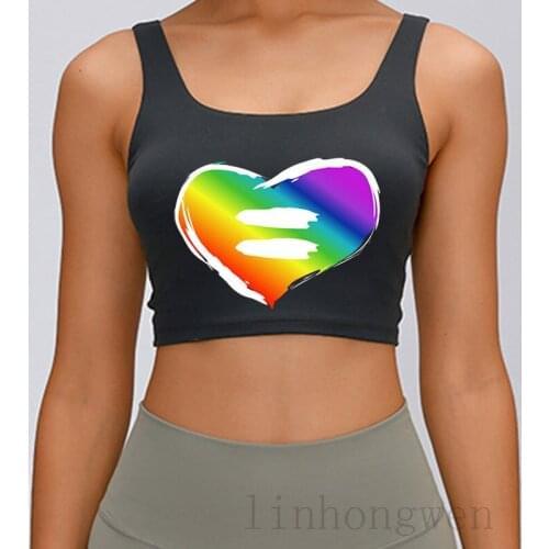 Lgbt Equality Heart Gay Pride Tank Top Fitness Outfit Summer Style Funny Casual Round Neck Outfit Graphic Top Tees Vest