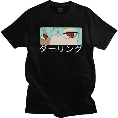 Fashion Darling In The Franxx T Shirt Men Short Sleeve Kawaii Zero Two Reverse T-shirts Summer Tee Tops 100% Cotton Tshirt Gift