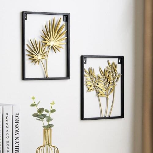 INS Metal Wall Hanging Wrought Iron Ginkgo Leaf Wall Decor Shelf Home Decoration Living Room Background Wall Mural Ornaments