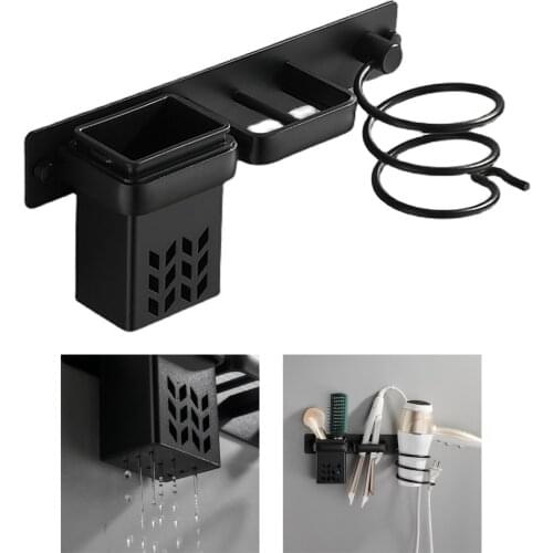 Wall Mounted Hair Dryer Holder Storage Rack Organizer Tools Accessories