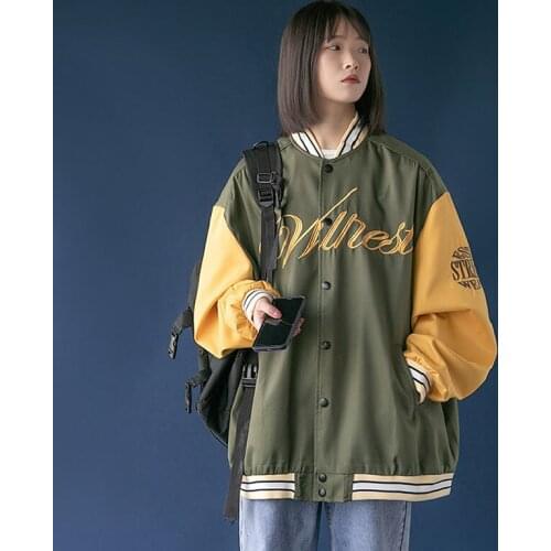 New Women Jacket Patchwork Jacket Women Spring And Autumn Bomber Jacket Casual Loose Baseball Womens Windbreaker 2021 Korean