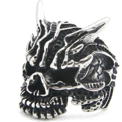 Support Dropship Size 7-14 2019 newest monster head Ring 316L Stainless Steel Jewelry street fashion style animal ghost Ring