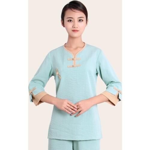 Zen meditation clothing clothes women ladies Chinese traditional pants suit female womens two piece sets Zestawy sztuk walki