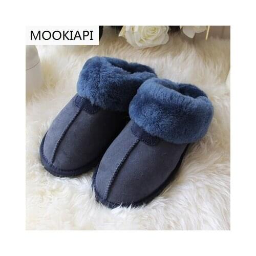 Fall and Winter 2019 Sugar-colored Sheepskin Fur Snow Slippers, Cotton Slippers, Couples Home Warm and Slip-proof wo Shoes