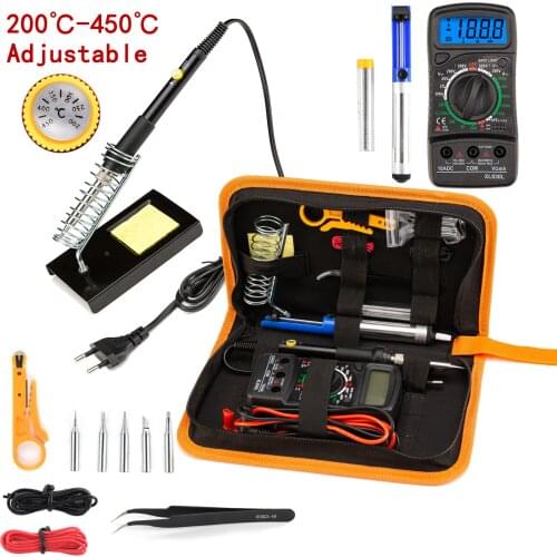 CAUTIN Soldering iron with Digital multimeter kit Adjustable Temperature Auto Ranging AC/DC tester multimetro Welding Tool Kits