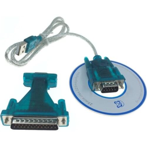 New USB 2.0 To RS232 Com Port 9 PIN SERIAL DB25 DB9 Adapter Cable Converter for Windows 98/ ME/ 2000/Windows 0.8M 3ft AQJG