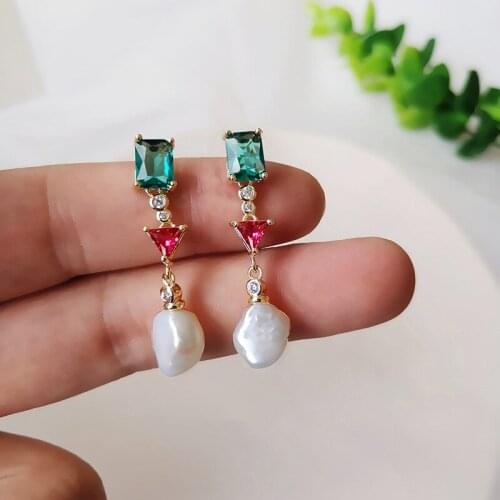 S925 Silver Ear Needle Stud Earrings Baroque Freshwater Irregular Shell With Brass 14kReal Gold Korea Jewelry for Women HYACINTH
