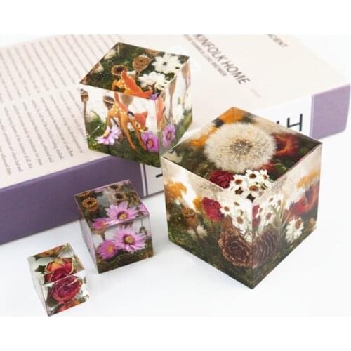 4 Pcs Cube Epoxy Resin Mold DIY Crafts Jewelry Ornaments Casting Silicone Mould T84A