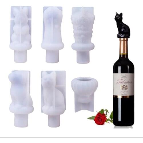 Crystal Epoxy Resin Mold Red Wine Cork Mold Crown Cat Claw Diamond Bottle Stopper Silicone Mould For Resin DIY Jewelry Making