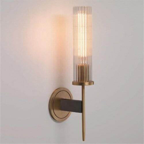 Nordic Vintage Brass Metal Bedside wall lamp Creative Retro Parlor Bedroom Glass Hotel Room Wall Sconce Lighting