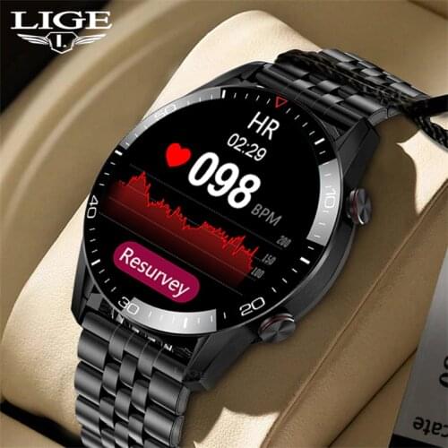 LIGE 2021 New Smart Watch Men Full Touch Screen Sport Fitness Watch IP68 Waterproof Bluetooth For Android ios smartwatch Men+box