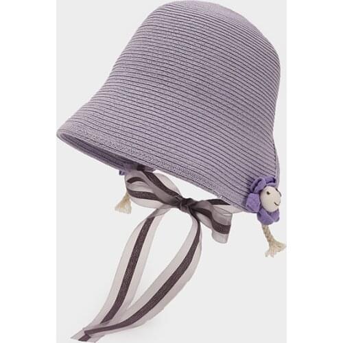 Kids Girls Wide Brim Straw Woven Sun Protection Beach Hat Colorful Pompom Ball Summer Floppy Bucket Cap Portable Bonnets Women