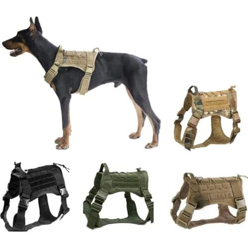 Tactical Service Dog Vest Breathable Military Dog Clothes K9 Harness Adjustable Size Training Hunting Molle Dog Tactical Harness