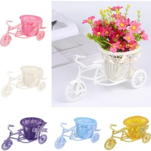 Bicycle Decoration Flower Basket White Pink Purple Artificial Flower Storage Home Wedding Party DIY Decor Wooden Flowers Basket