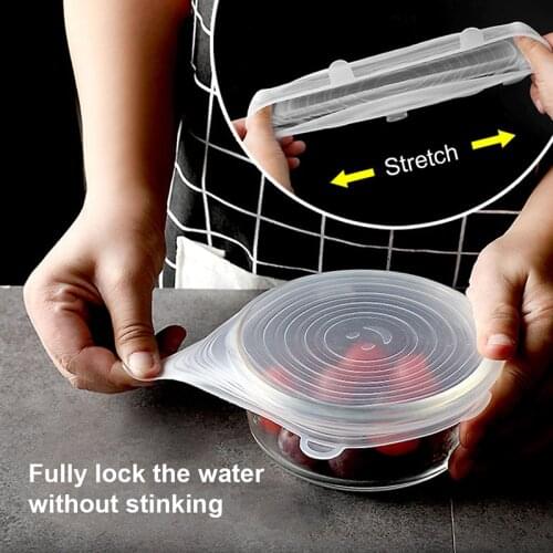6Pcs Hot Sale Silicone Food Wrap Stretch Vacuum Seal Cover Kitchen Organizer Food Fresh Keeping Sealed Lids Kitchen Accessories