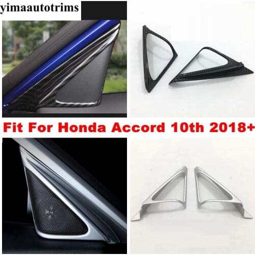Inner Window Pillar A Stereo Speaker Audio Loudspeaker Carbon Fiber Look / Matte Cover Trim For Honda Accord 10th 2018 - 2021
