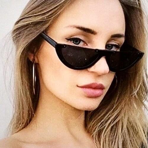 HKNA 2021 Punk Half Frame Sunglasses Women Cat Eye Women Sunglasses Fashion Brand Designer Eyewear Candy Colors Lens Sun Glasses