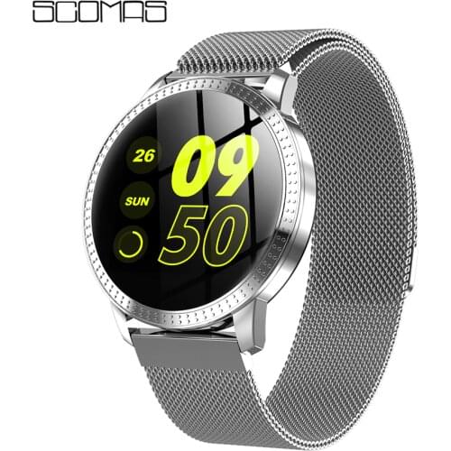 SCOMAS New Fashion CF18 Smart Watch 1.22"IPS Tempered Glass Heart Rate Blood Pressure Monitor Multi Sport Women Band Smartwatch