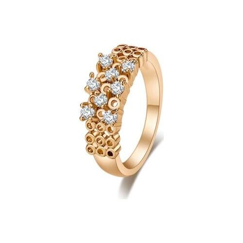 Kuniu geometric shape finger ring for women zircon metal alloy material trendy classic style anniversary birthday jewelry