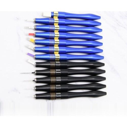 1PC Luxury Permanent Makeup Accessories Blue Black Microblading Alloy Tattoo Manual Pen for Fog Eyebrow Lips