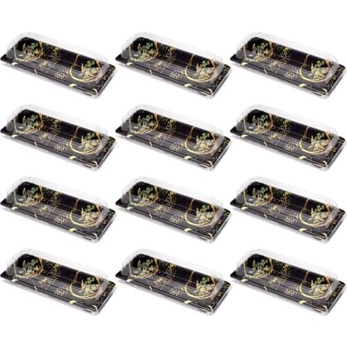 20Pcs Disposable Sushi Take Out Box Printing Delicate Plastic Food Container Sushi Packaging Box For Outside