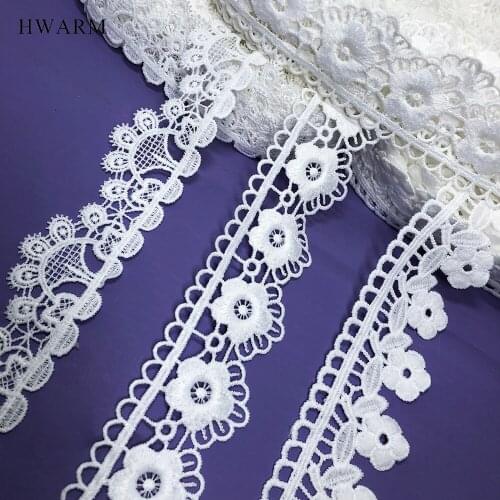 20yard White Milk Silk Embroidery Lace Fabric Ribbon Diy Hollowed Out Sewing Trim Unilateral Bar Code Dress Manual Accessories