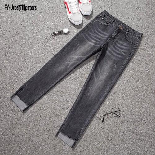 2018 Ladies Pencil pants fashion Nine asymmetrical thin jeans elastic waist women Slim jeans femme stretch jeans plus size 5XL