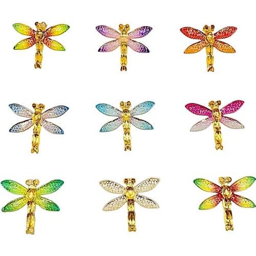 10pcs Acrylic Bling Mixed Dragonfly Flatback Rhinestone Cabochon 1 Hole Ornaments DIY Wedding appliques craft Baby Shower Decor
