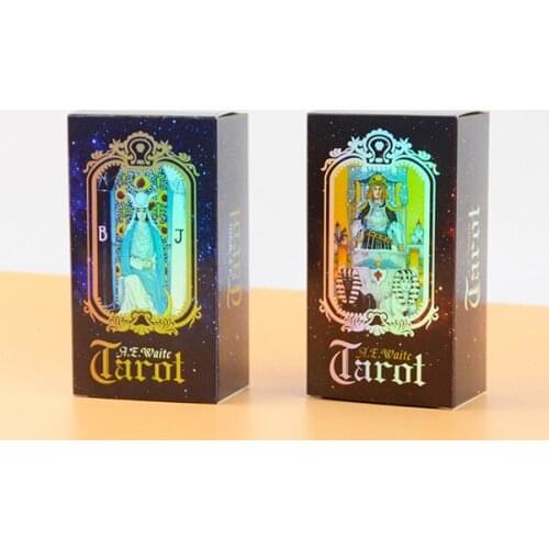 50Sets/Lot Holographic Tarot Board Game 78 PCS/Set Tarot Cards Game English Edition Tarot Board Game For Family