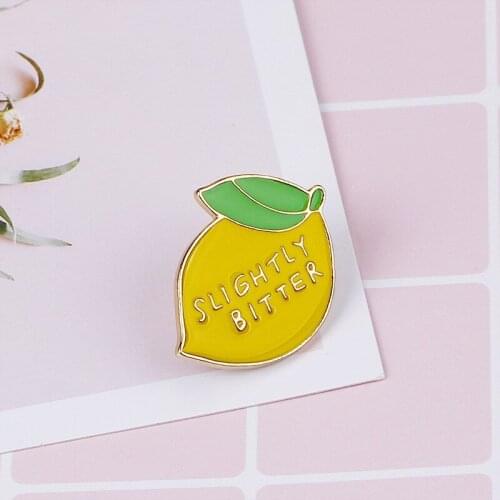 Cute Yellow Slightly Bitter Lemon Hard enamel Brooch Badges Pins For women girl Fashion Kawaii Food Pins Jewelry