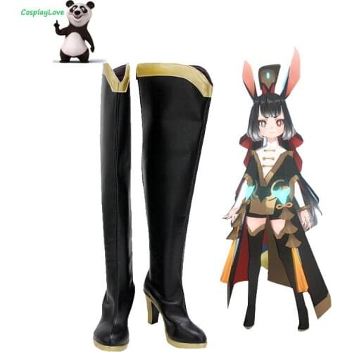 CosplayLove Lord of Heroes MEILING Cosplay Shoes Black Long Boots PU Leather Custom Made For Boys Girls