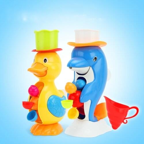 Kids Shower Bath Toys Cute Duck Waterwheel Dolphin Toy Baby Faucet Bathing Water Spraying Tool Wheel Parent-child Entertainment