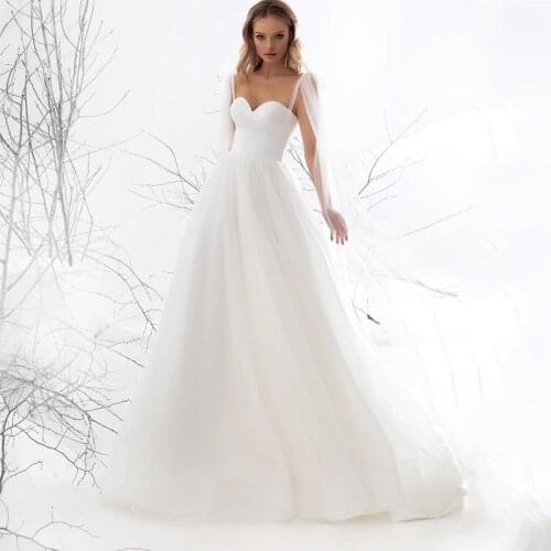 Eightree Elegant White Sweetheart Wedding Dress Womens Tulle A-Line Beach Boho Wedding Gown Custom Bridal Dress Vestido de Noiva