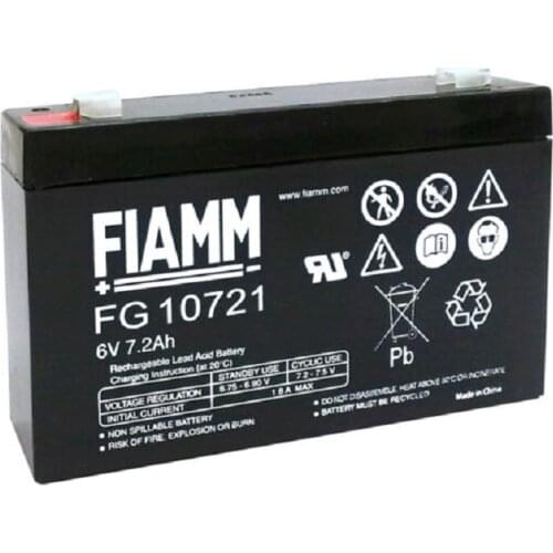 FIAMM FG10721 Battery 6V 7Ah rechargeable lead AGM for emergency lighting, signalling, toys, medical equipment, UPS
