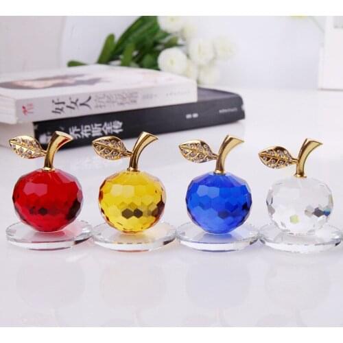 Handmade K9 Crystal Apple Crafts Ornaments High-grade Color Crystal Souvenir Gifts Home Decoration Crystal Crafts