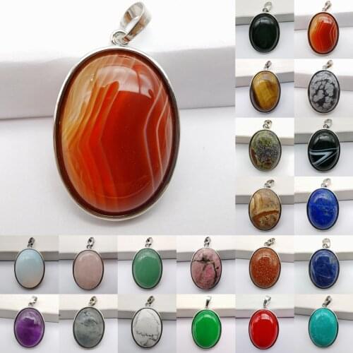 Rhodonite Tigereye Crystal Opal Obsidian Labradorite Sodalite Lapis Green Aventurine Picture Stome GEM Bead Oval Pendant Jewelry